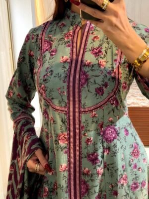 Floral Printed Three Piece Set for Women | Elegant Daily Wear Outfit