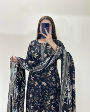 Premium Cotton Three-Piece with 5-Haat Orna