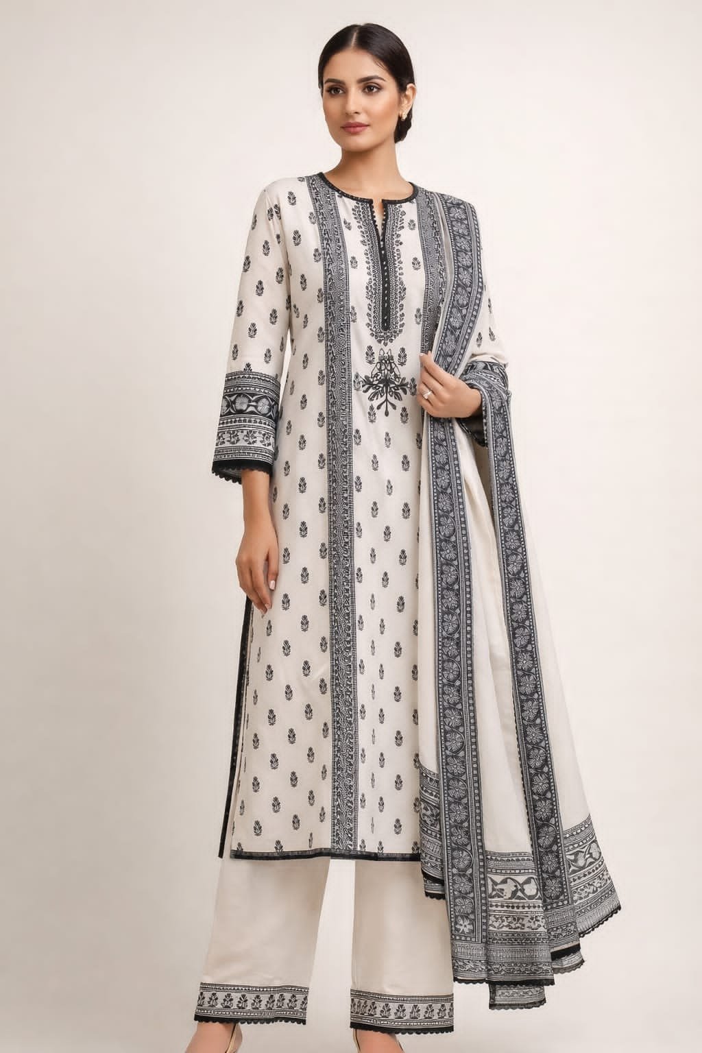 Premium Quality New Trendy Readymade 3 pieces Dress - Image 2